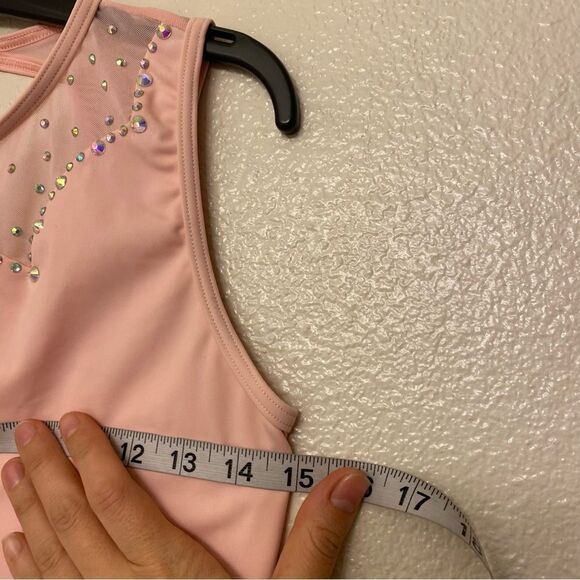 Weissman Balera Costume solo custom dance pink Scallop Neck Leotard MT11264 XLC - Picture 4 of 11